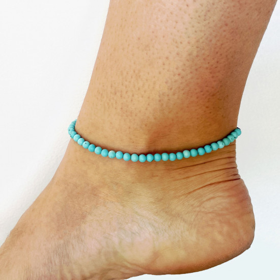 Fournisseur bijoux minéraux, Chaîne de cheville Turquoise