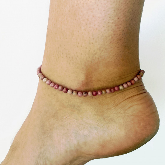 Fournisseur bijoux minéraux, Chaîne de cheville Rhodochrosite