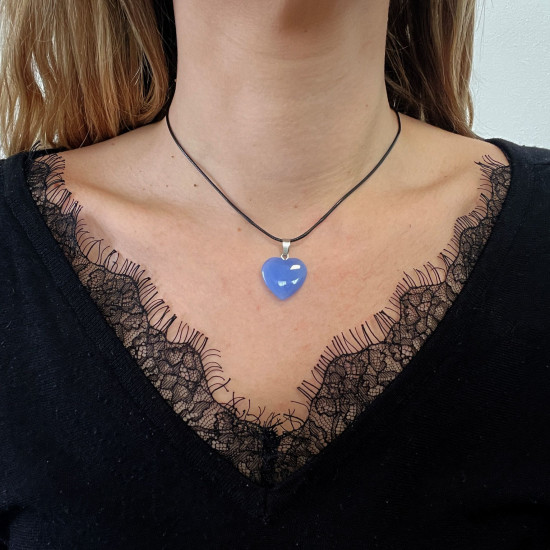Fournisseur bijoux minéraux, Collier Cœur aigue marine