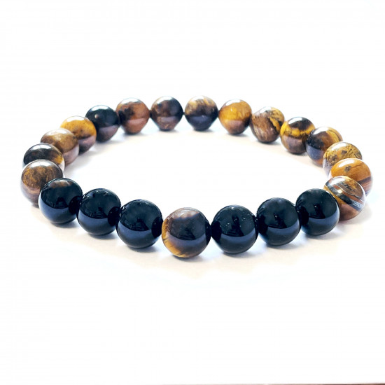 Mayorista joyas minerales, pulseras minerales de ojo de tigre y obsidiana 1