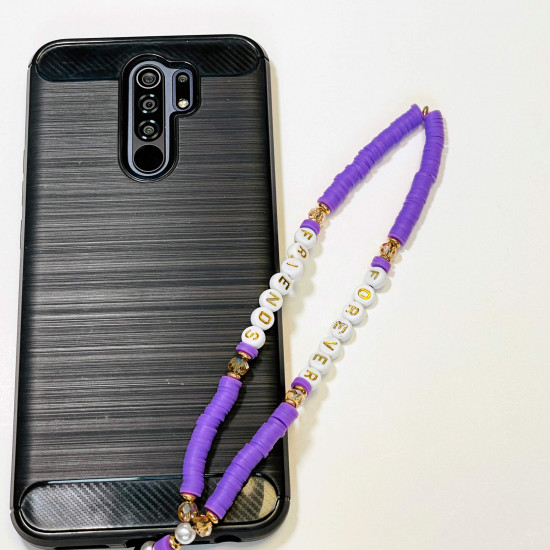 Venta al por mayor de accesorios para smartphone, joyas para móvil en color morado "forever friends