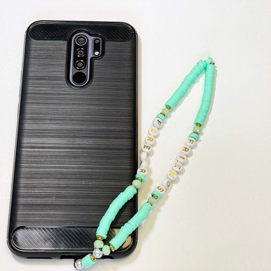 Grossiste accessoires smartphone, bijoux de téléphone "forever friends" vert d'eau