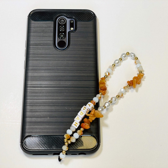 Mayorista de accesorios para smartphones, joyas para teléfonos "happy" naranja