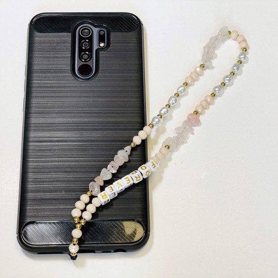 Venta al por mayor de accesorios para teléfonos inteligentes, joyas para teléfonos "Forever" de color rosa