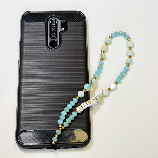 Mayorista de accesorios para smartphone, joyas para teléfono "Love" azul