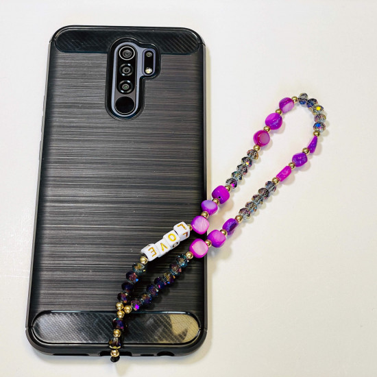 Wholesale smartphone accessories, purple "Love" phone jewelry