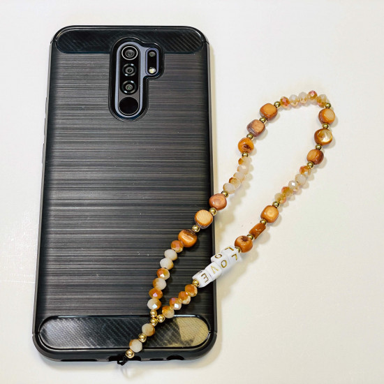 Grossiste accessoires smartphone, bijoux de téléphone "Love" orange