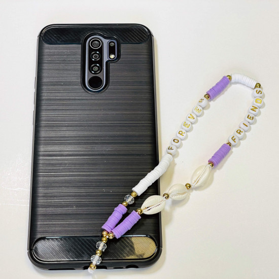 Grossiste accessoires smartphone, bijoux de téléphone "Forever friends" cauris lila