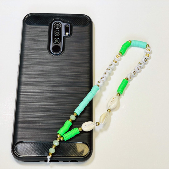 Grossista di accessori per smartphone, gioielli per telefoni "Forever friends", cowries verde