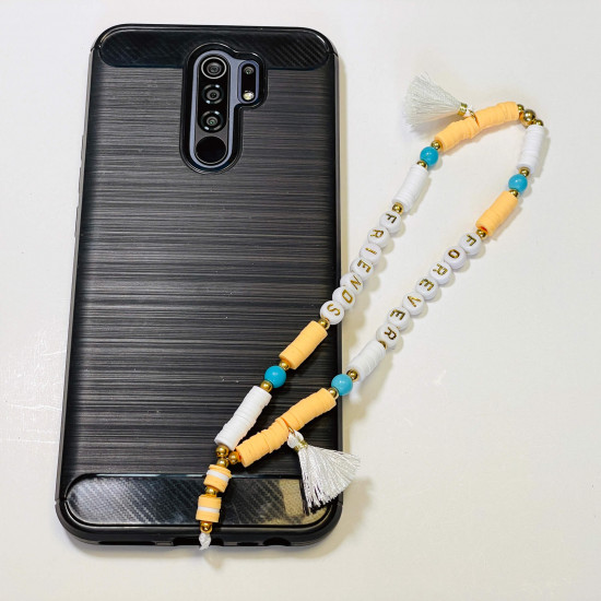 Venta al por mayor de accesorios para smartphone, joyas para teléfono "Forever friends" pompón naranja