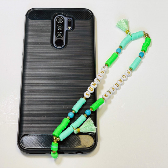 Wholesaler smartphone accessories, phone jewelry "Forever friends" green pompon