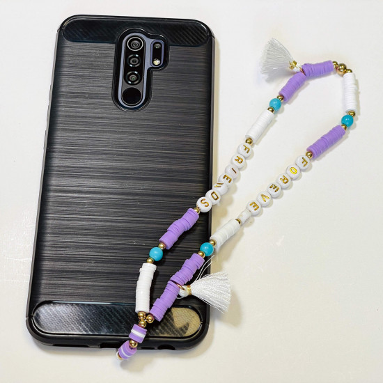 Wholesale smartphone accessories, phone jewelry "Forever friends" lilac pompon
