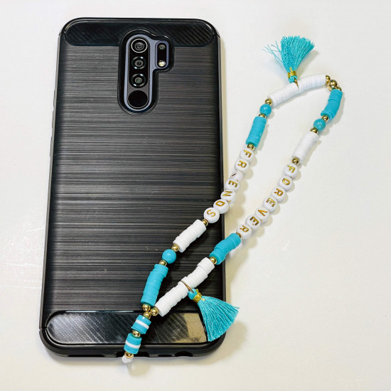 Großhändler Smartphone-Zubehör, Telefonschmuck "Forever friends" Pompon Türkis