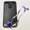 Bijoux de téléphone "Love happy" pompon violet