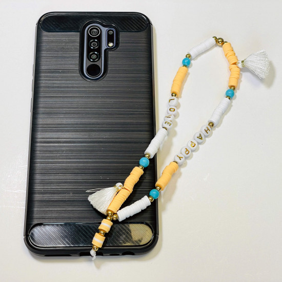 Wholesaler smartphone accessories, phone jewelry "Love happy" orange pompon
