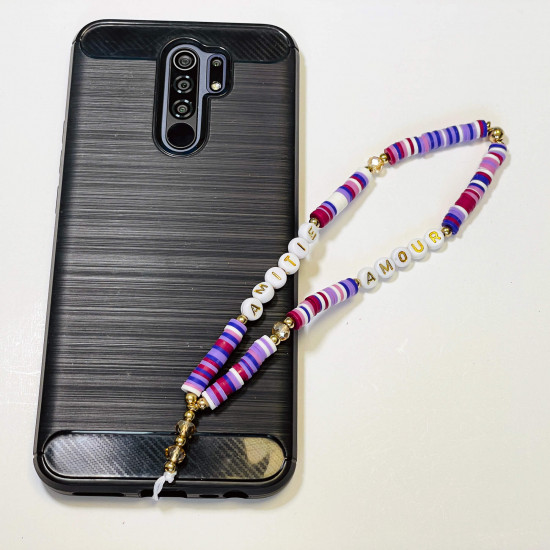 Wholesaler smartphone accessories, "Amour Amitié" purple phone jewels