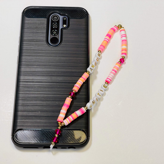 Wholesaler smartphone accessories, "Amour Amitié" pink phone jewels