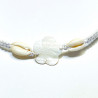 Bracelet coquillages fleur blanche