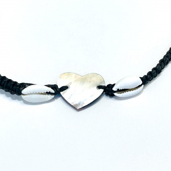 Bigiotteria di qualità all'ingrosso, bracciale di conchiglie a cuore nero