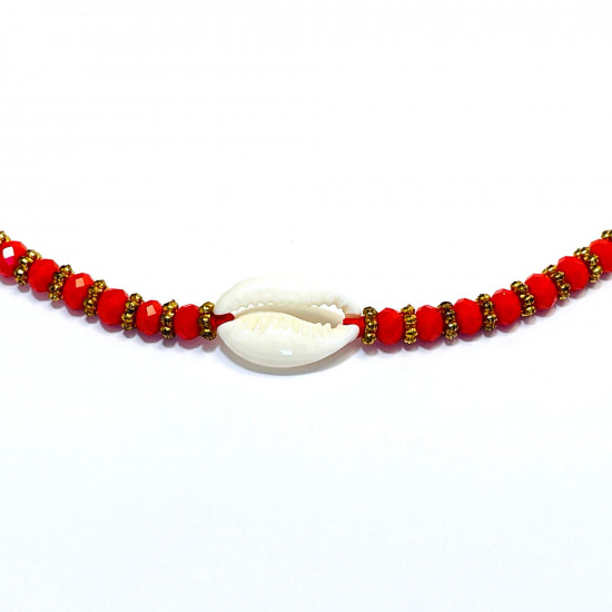 Mayorista bisuteria de calidad, pulsera de conchas rojas strass