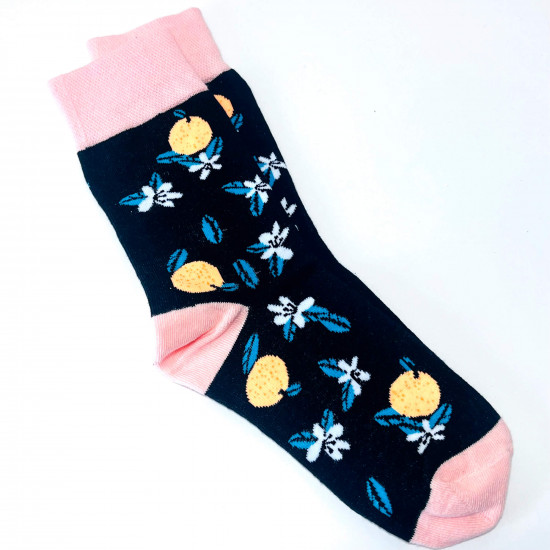 Grossiste chaussettes, modèle chaussettes fruits oranges, pour revendeurs