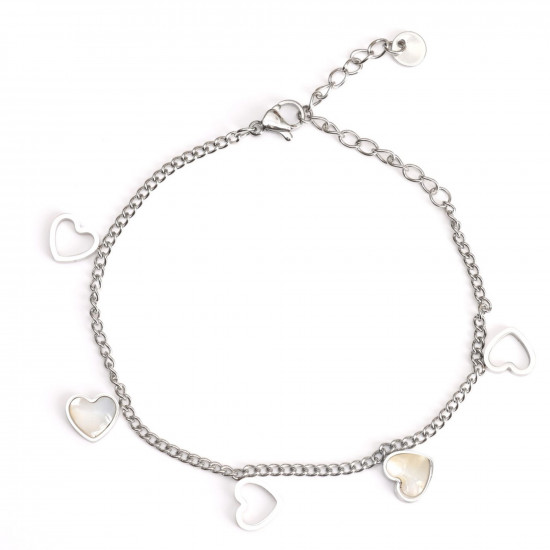 Großhändler Edelstahlschmuck für Wiederverkäufer, versilbertes Armband kleine Herzen
