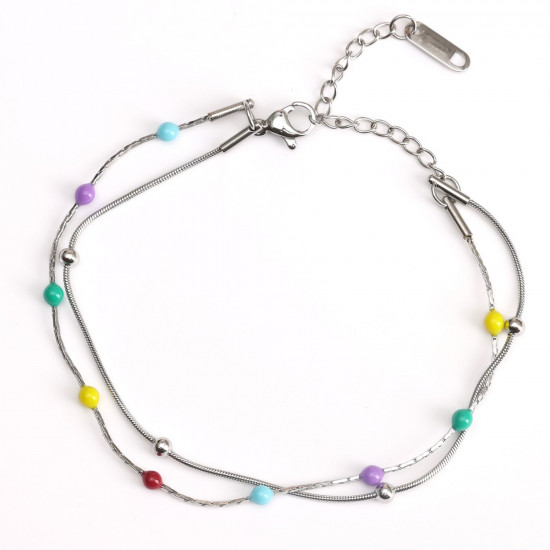 Mayorista de joyas de acero inoxidable para revendedores, Pulsera de plata con forro multicolor