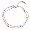 Bracelet acier inoxydable argenté doublé multi couleurs