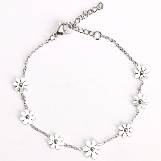 Wholesaler stainless steel jewelry for retailers, Silver flower bracelet