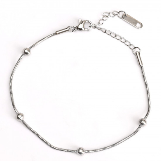 Wholesaler stainless steel jewelry for retailers, Silver plated fine beaded bracelet