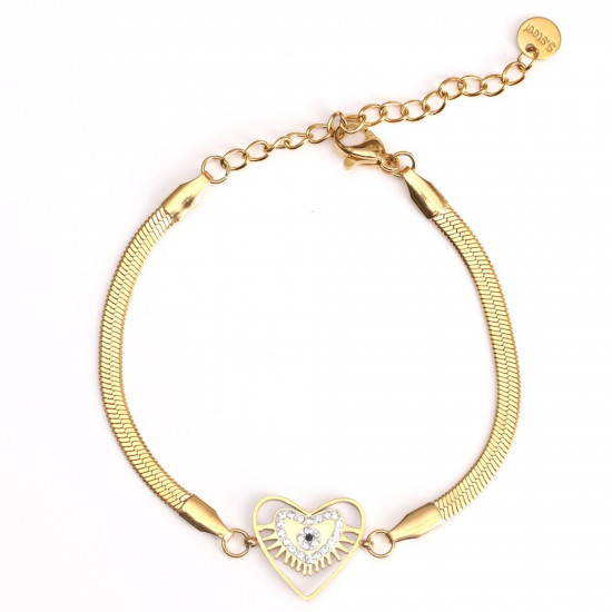 Wholesaler stainless steel jewelry for retailers, Gold plated heart eye bracelet