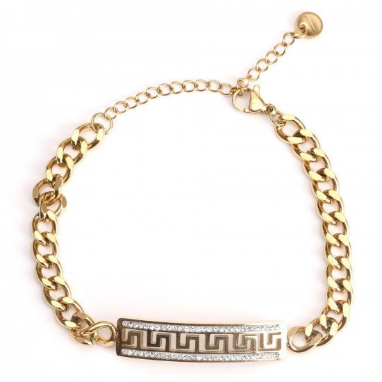 Grossiste bijoux acier inoxydable pour revendeurs, Bracelet doré gros maillons  à strass