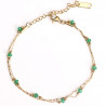 Bracelet acier inoxydable doré doublé perles vertes