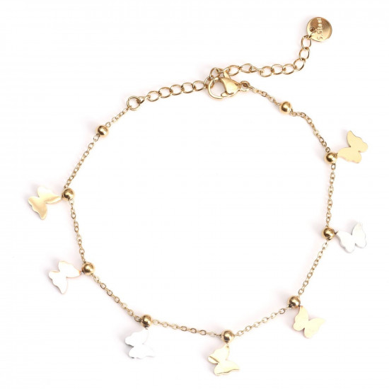 Wholesaler stainless steel jewelry for retailers, Gold-plated bracelet small butterflies