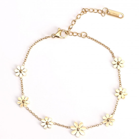 Mayorista de joyas de acero inoxidable para minoristas, Pulsera de oro flores pequeñas