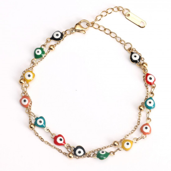 Großhändler Edelstahlschmuck für Wiederverkäufer, Goldenes Armband mit farbigen Augen