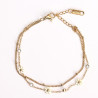 Gold-plated stainless steel bracelet lined with small flowers