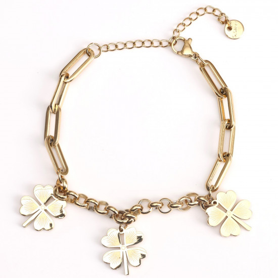Wholesaler stainless steel jewelry for resellers, Gold plated bracelet links and clovers