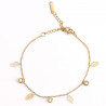 Pulsera de acero inoxidable chapado en oro con plumas y strass