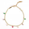 Pulsera de acero inoxidable chapado en oro con brillantes de colores