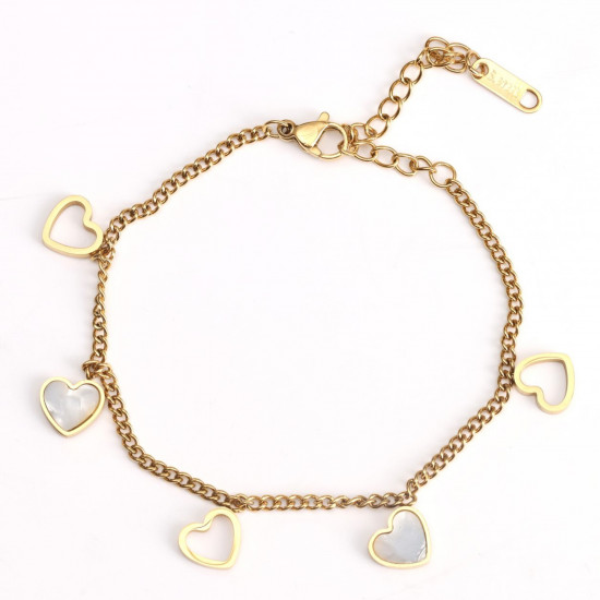 Mayorista joyas acero inoxidable para minoristas, Pulsera oro corazon
