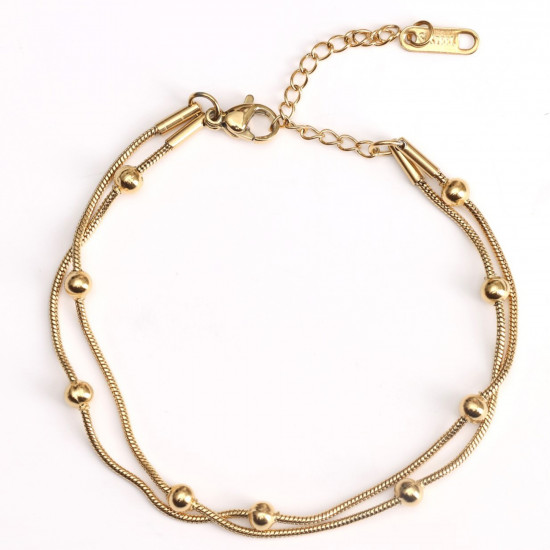 Wholesaler stainless steel jewelry for retailers, Gold plated bracelet with beads