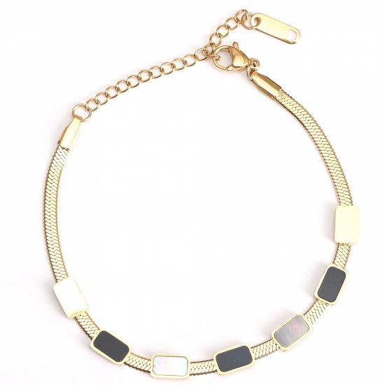 Grossista di gioielli in acciaio inox per i rivenditori, Bracciale placcato oro con strass neri