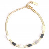 Gold-plated stainless steel bracelet with black rhinestones