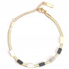 Pulsera de acero inoxidable chapado en oro con brillantes negros