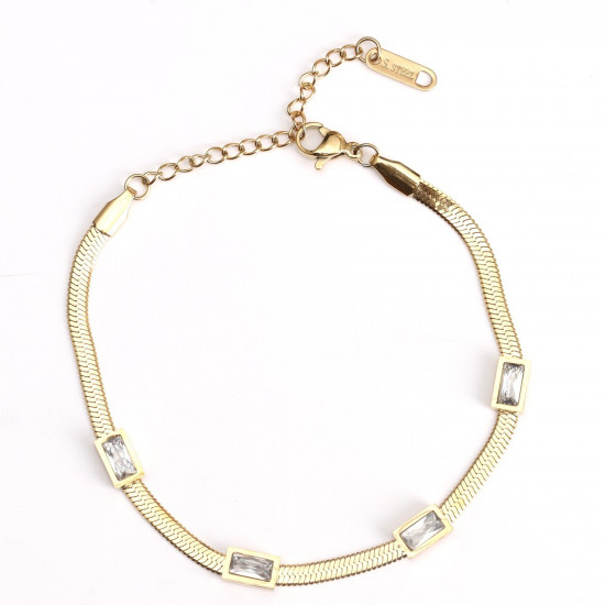 Wholesaler stainless steel jewelry for retailers, Gold plated rhinestone bracelet