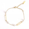 Gold-plated stainless steel bracelet with white pearls