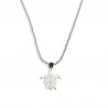 Silver-plated stainless steel turtle necklace with rhinestones