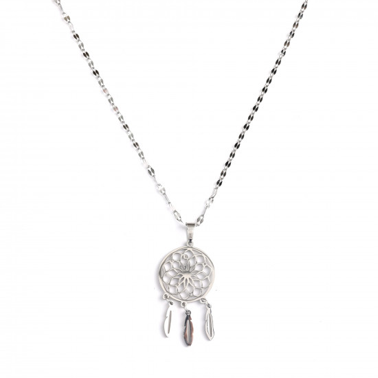 Grossista gioielli in acciaio inox, Collana in acciaio inox placcato argento acchiappasogni