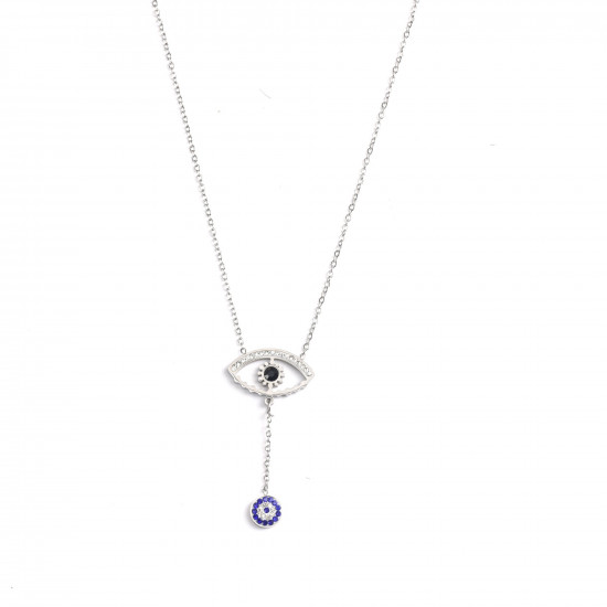 Wholesaler stainless steel jewelry trend, Necklace stainless steel silver eye and protection